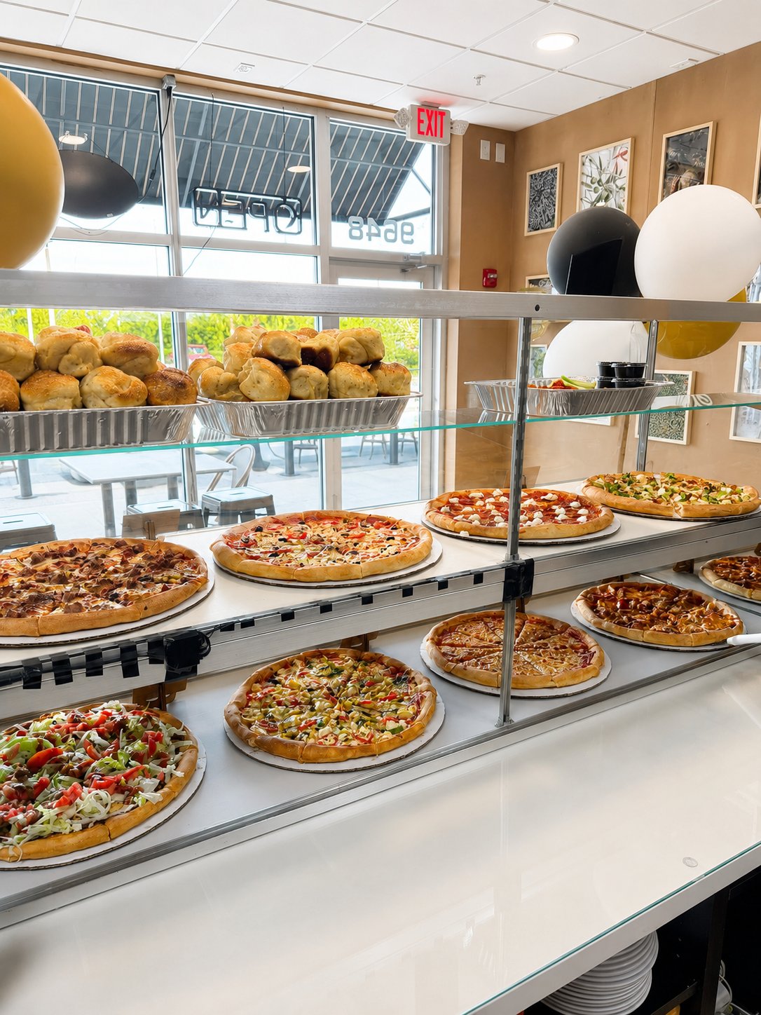 Our pizza display case